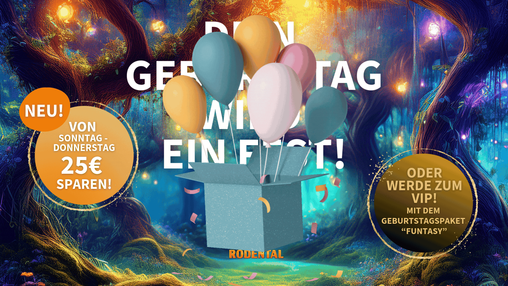 Auf Geburtstagspakete sparen oder zum VIP werden Geburtstag als VIP feiern oder unter der Woche 25 Euro soaren!